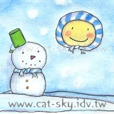 小P畫的插圖-小雪人與太陽